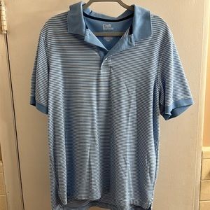 Men’s Large blue and white striped Croft and Barrow polo.